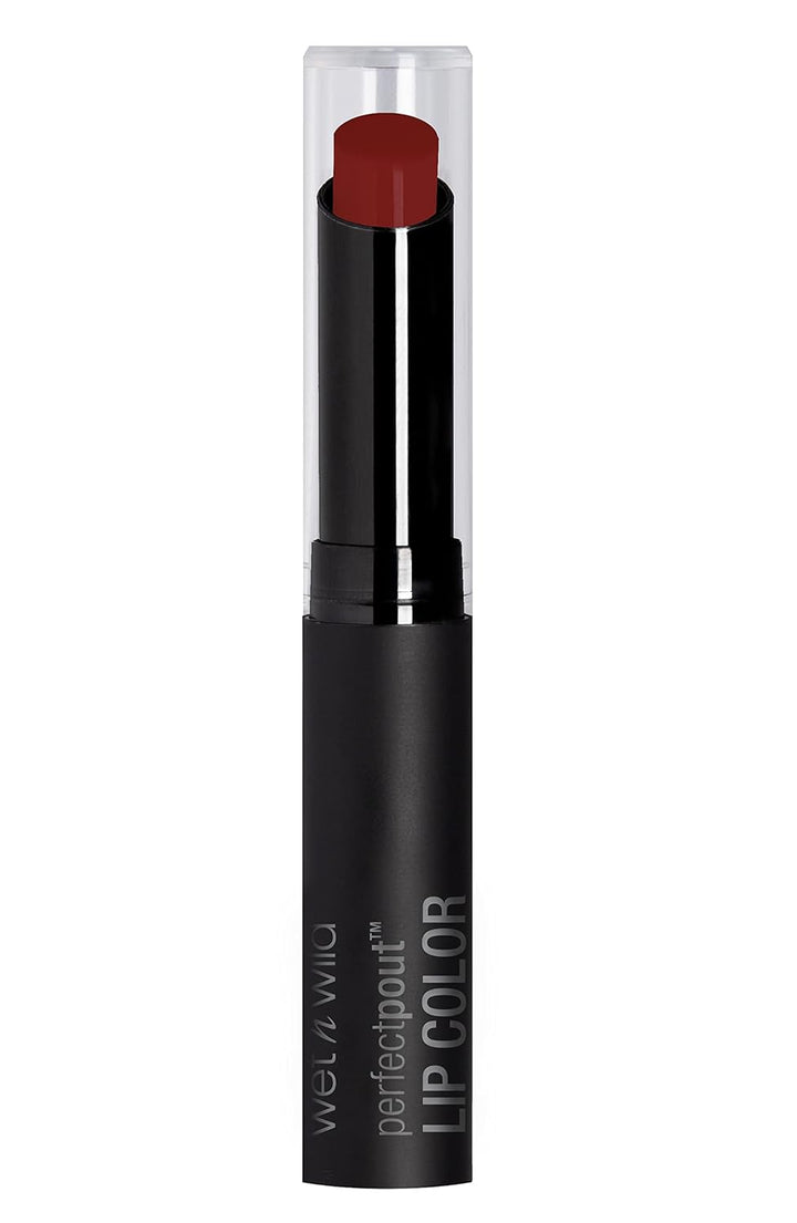 wet n wild Perfect Pout Lipstick, Dark Red 99% Chance Of Wine, Vegan | Gluten-Free | Cruelty-Free | Lip Color, Lip Color