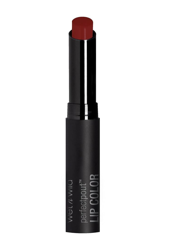 wet n wild Perfect Pout Lipstick, Dark Red 99% Chance Of Wine, Vegan | Gluten-Free | Cruelty-Free | Lip Color, Lip Color