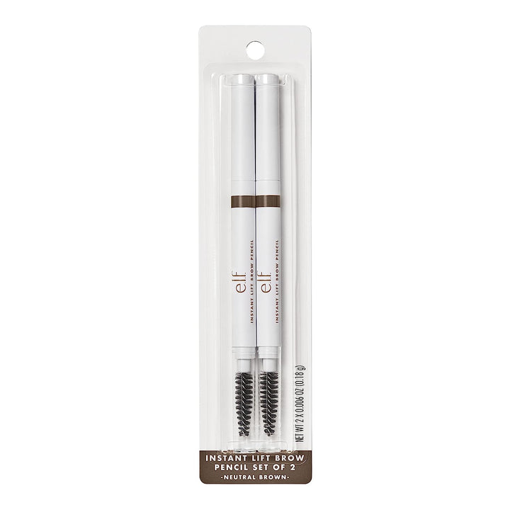 e.l.f. Cosmetics Instant Lift Brow Pencil 2-Pack, Dual-Ended Precision Brow Pencils For Shaping & Defining Brows, Neutral Brown - 3alababak