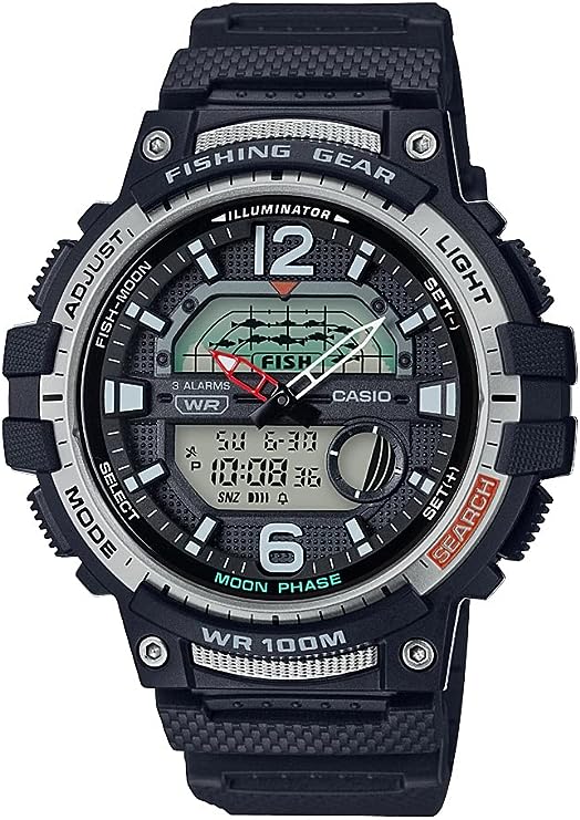 Casio Men's Fishing Gear 10 Year Battery Black Resin Watch WSC-1250H-1AVCF - 3alababak