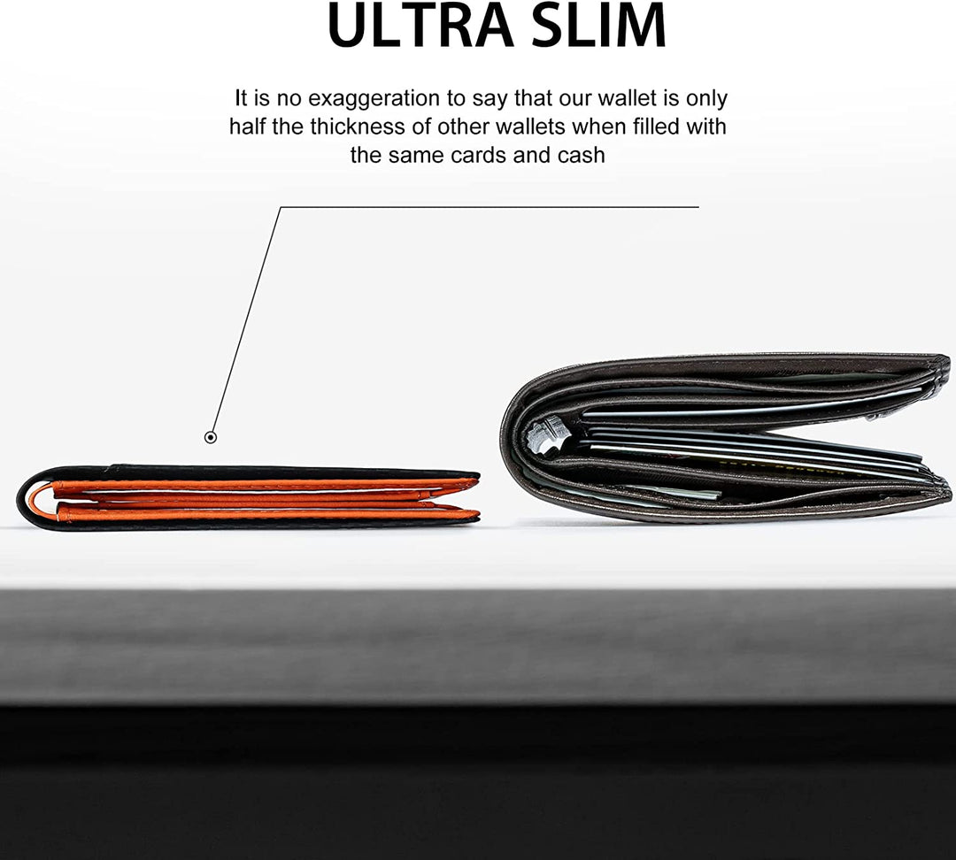 GSOIAX Slim Wallet for Men, Genuine Leather Mens wallets - 3alababak
