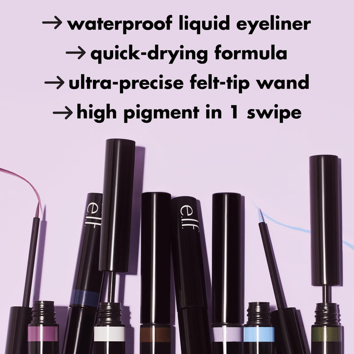 e.l.f. H2O Proof Inkwell Eyeliner Pen, High-pigment, Waterproof Liquid Eyeliner, Delivers A Matte Finish, Vegan & Cruelty-free