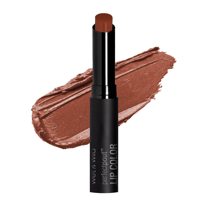 wet n wild Perfect Pout Lipstick, Dark Red 99% Chance Of Wine, Vegan | Gluten-Free | Cruelty-Free | Lip Color, Lip Color