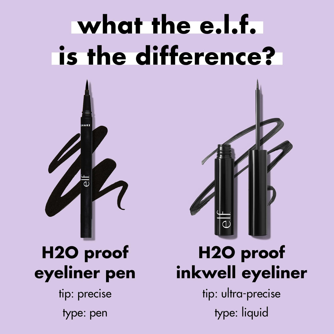 e.l.f. H2O Proof Inkwell Eyeliner Pen, High-pigment, Waterproof Liquid Eyeliner, Delivers A Matte Finish, Vegan & Cruelty-free