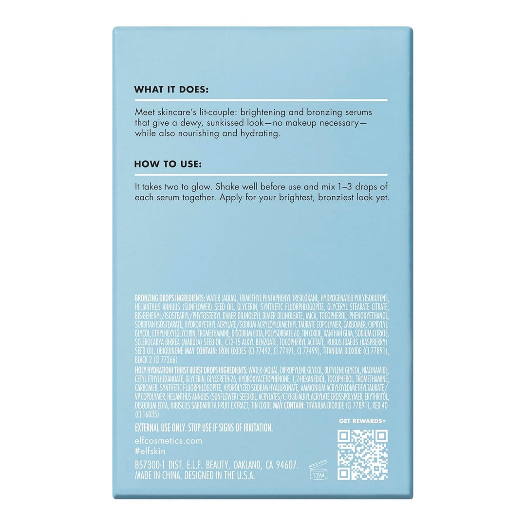 e.l.f. SKIN The Hottest Drops Duo, Holy Hydration! Thirst Burst & Bronzing Skincare Set, For A Dewy, Sun-Kissed Look, Vegan & Cruelty-Free