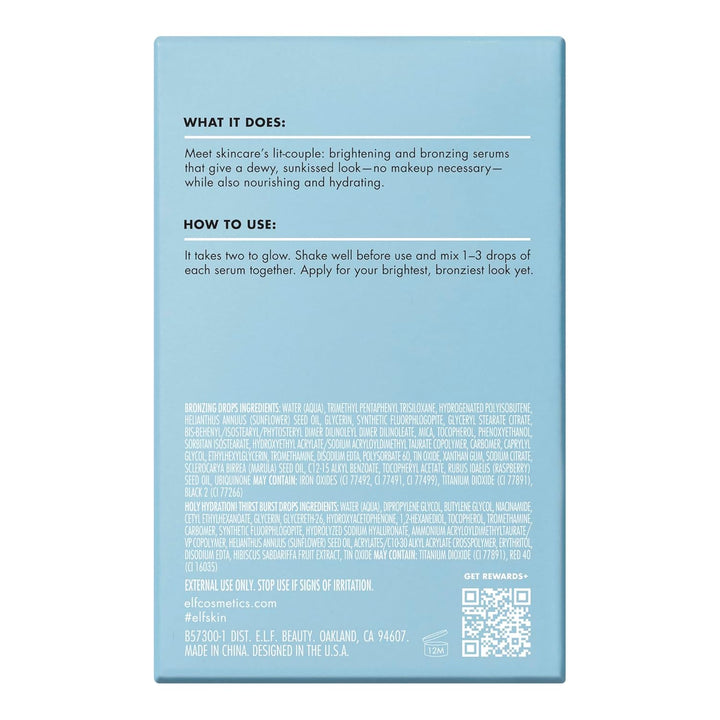 e.l.f. SKIN The Hottest Drops Duo, Holy Hydration! Thirst Burst & Bronzing Skincare Set, For A Dewy, Sun-Kissed Look, Vegan & Cruelty-Free