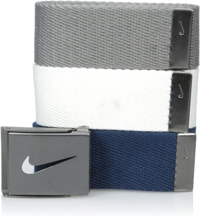 Nike Men s DS5006 3 Pack Golf Web Belt White Gray Navy 3alababak