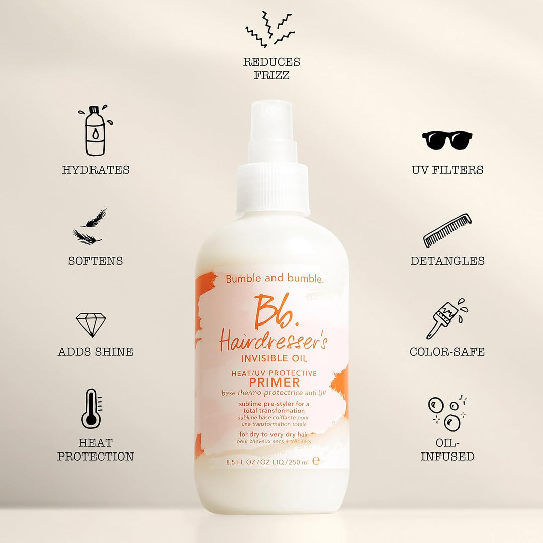 Bumble and bumble. Hairdresser's Invisible Oil Heat/UV Protection Leave-In Conditioner Hair Primer | Hydrating, Anti Frizz, Color Safe | Straight, Coily | With Argan Oil + Coconut Oil