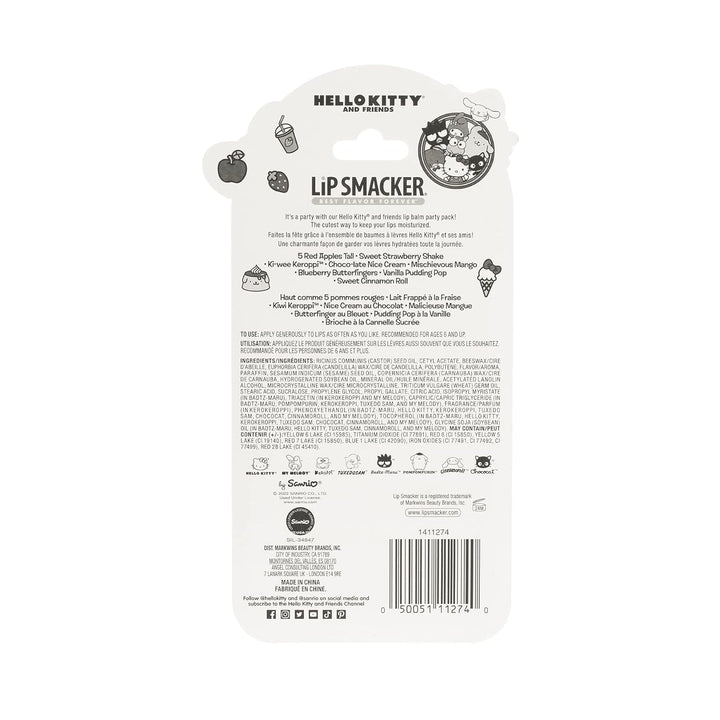 Lip Smacker Sanrio Hello Kitty and Friends 8-Piece Flavored Lip Balm, My Melody, Little Twin Stars, and Chococat, Hydrating & Protecting - Cruelty-Free