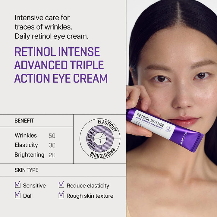 SOME BY MI 2023 Renewed Retinol Intense Advanced Triple Action Eye Cream - 1.01Oz, 30ml - Aging Signs and Dark Circles Care - Daily Tone Up Cream for Sensitive Skin - Facial Skin Care - 3alababak