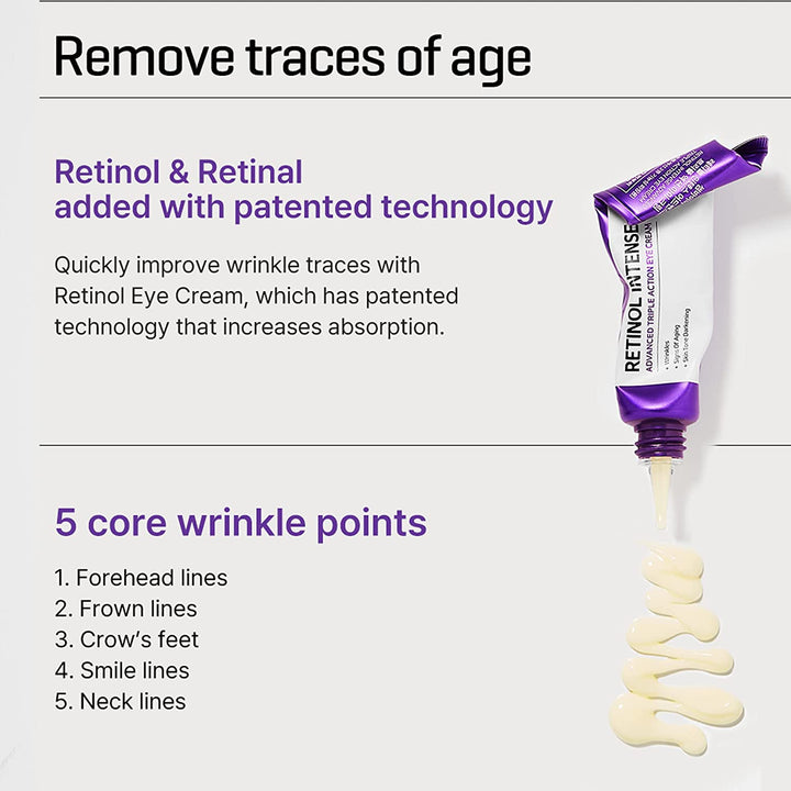 SOME BY MI 2023 Renewed Retinol Intense Advanced Triple Action Eye Cream - 1.01Oz, 30ml - Aging Signs and Dark Circles Care - Daily Tone Up Cream for Sensitive Skin - Facial Skin Care - 3alababak