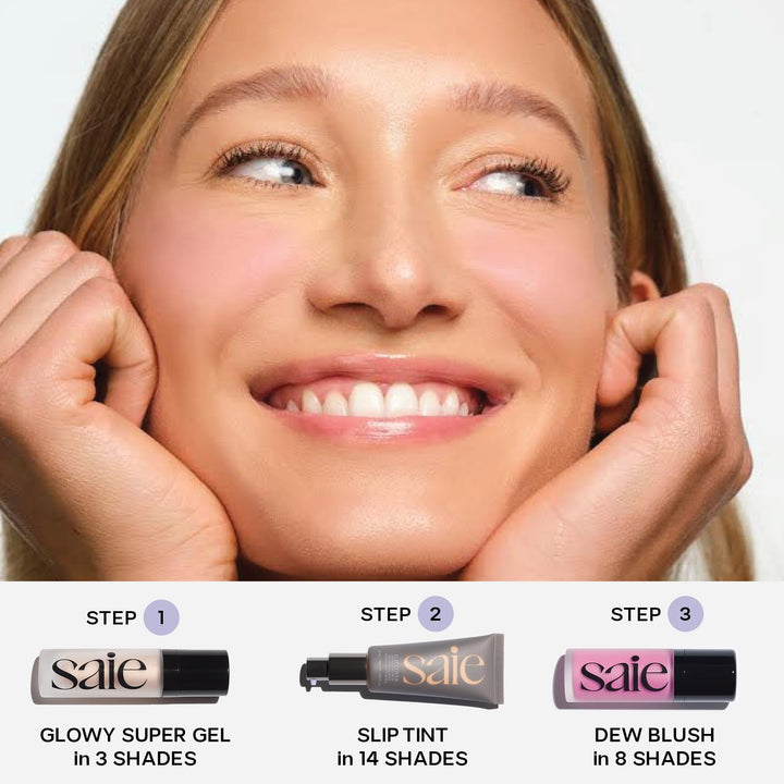 Saie Mini Glowy Super Gel Lightweight Illuminator - Luminizer + Makeup Primer for Glowing Skin - Enriched with Vitamin C + Hydrating Squalane Oil