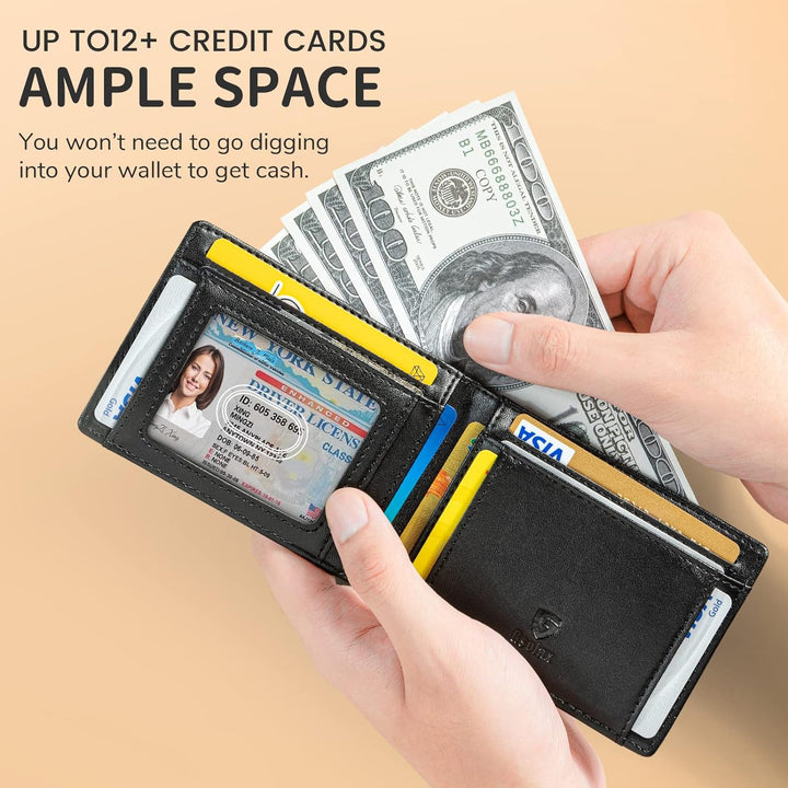 GSOIAX Slim Wallet for Men, Genuine Leather Mens wallets