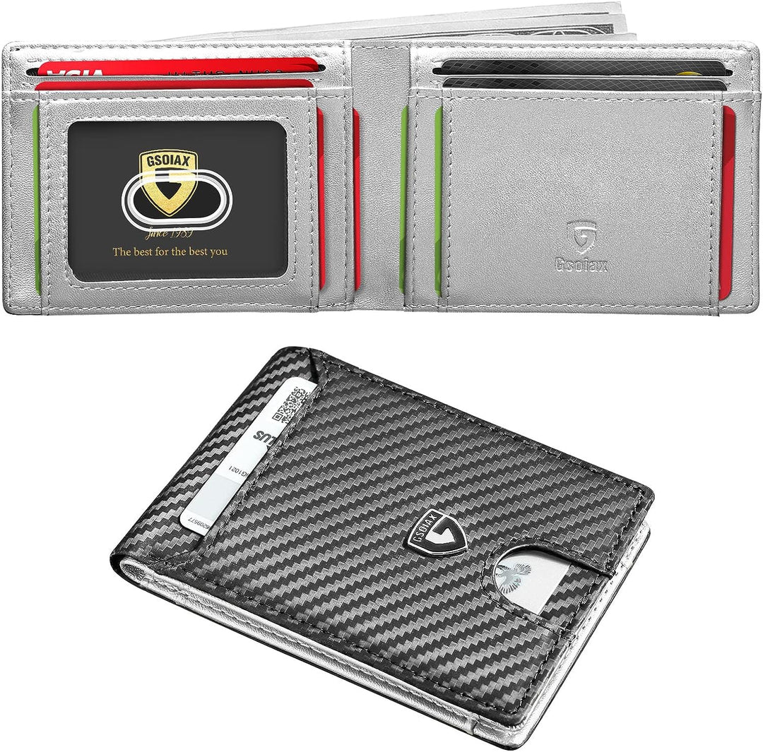 GSOIAX Slim Wallet for Men, Genuine Leather Mens wallets