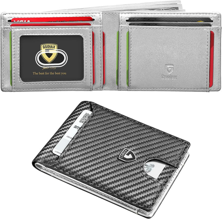 GSOIAX Slim Wallet for Men, Genuine Leather Mens wallets