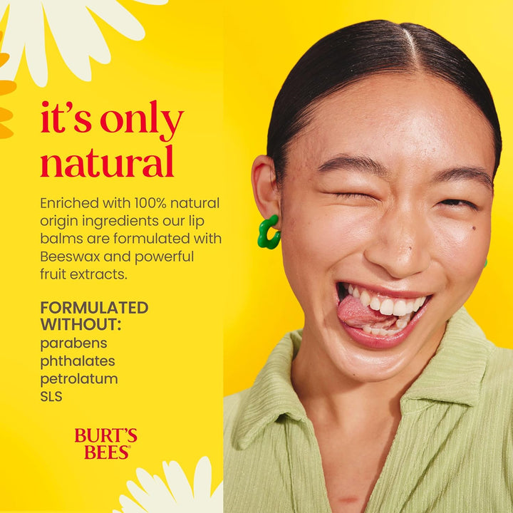 Burt's Bees Lip Balm - Pomegranate, Lip Moisturizer With Responsibly Sourced Beeswax, Tint-Free, Natural Origin Conditioning Treatment - 1 Count