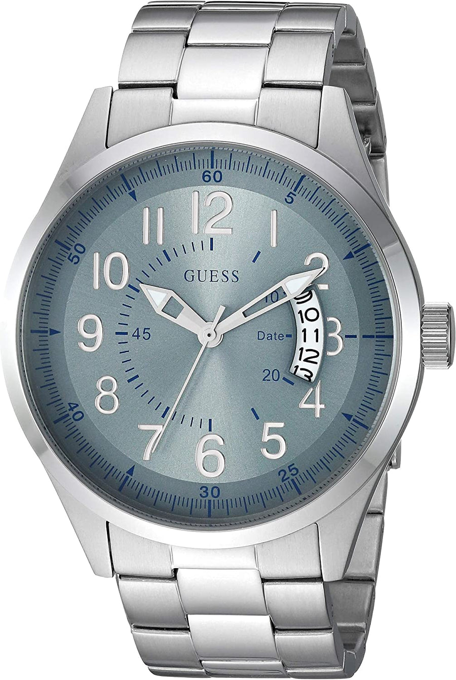 GUESS Stainless Steel + Green Seafoam Bracelet Watch with Date. Color: Silver-Tone/Seafoam Green (Model: U1245G2) - 3alababak