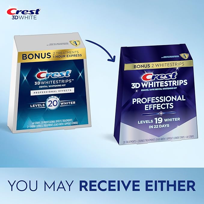 Crest 3D White Professional Effects Whitestrips 20 Treatments + Crest 3D White 1 Hour Express Whitestrips 2 Treatments - Teeth Whitening Kit