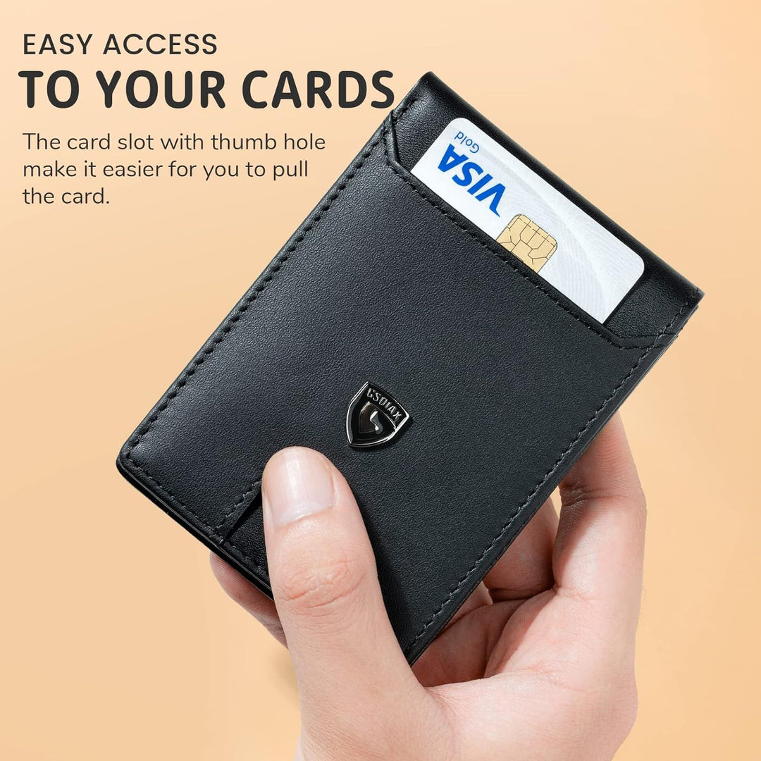 GSOIAX Slim Wallet for Men, Genuine Leather Mens wallets