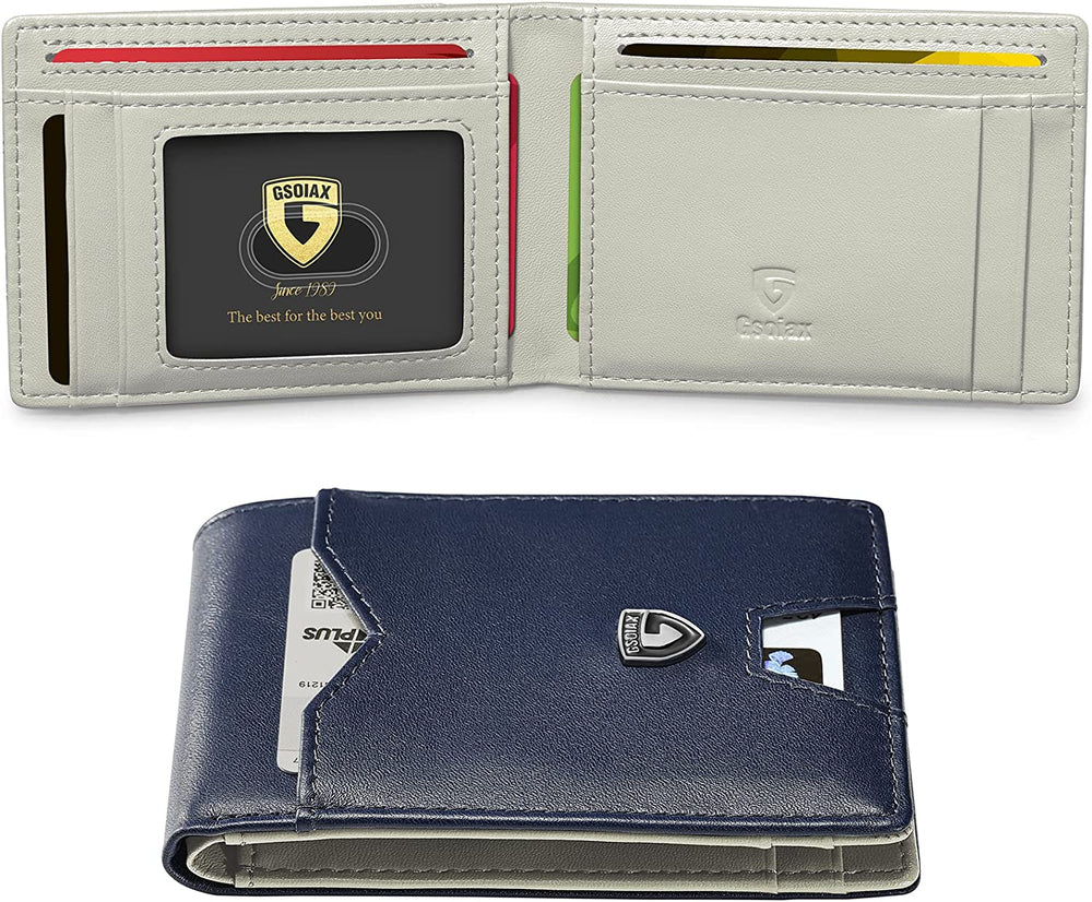 GSOIAX Slim Wallet for Men, Genuine Leather Mens wallets - 3alababak