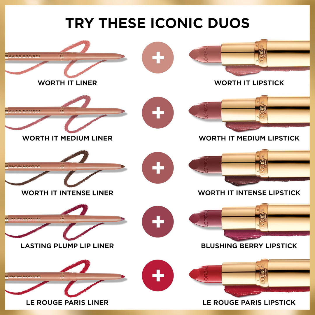 L'Oreal Paris Colour Riche Lip Liner Pencil, Creamy Lip Liner with Omega 3 and Vitamin E