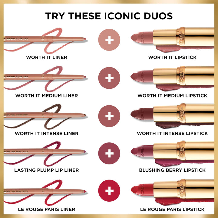 L'Oreal Paris Colour Riche Lip Liner Pencil, Creamy Lip Liner with Omega 3 and Vitamin E