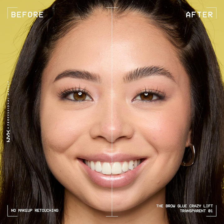 NYX PROFESSIONAL MAKEUP The Brow Glue Crazy Lift, Brow Lamination Gel with 16HR Strong Hold & Built-In Styling Comb - Clear Eyebrow Gel