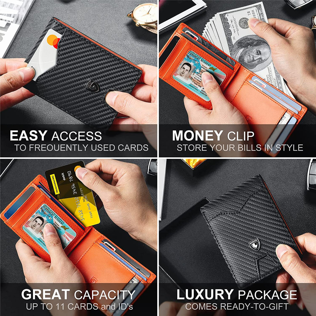 GSOIAX Slim Wallet for Men, Genuine Leather Mens wallets - 3alababak