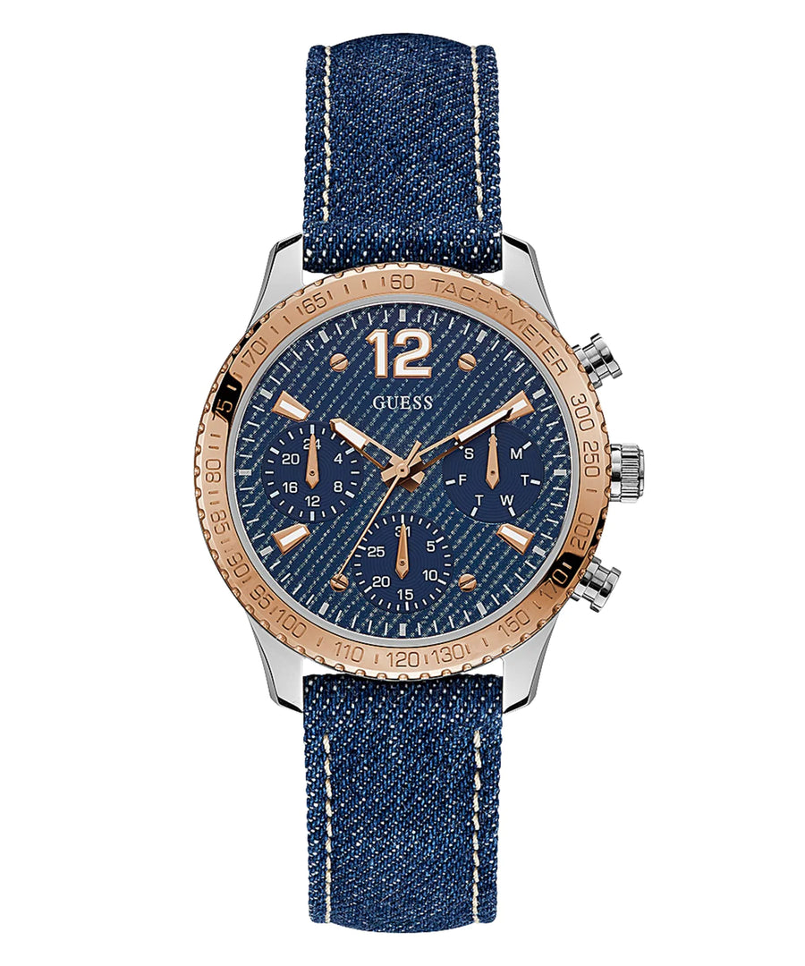 Guess Women Analogue Quartz Watch with Blue Leather Strap W1057L1 - 3alababak