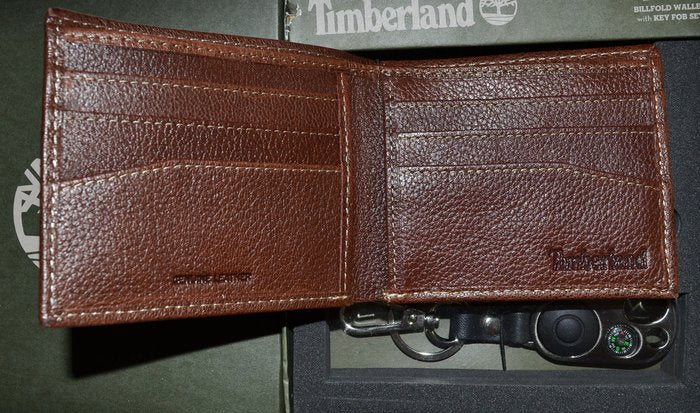 Timberland Men's Leather Slimfold Wallet with Tech Key Chain Gift Set NP0369/01 - 3alababak