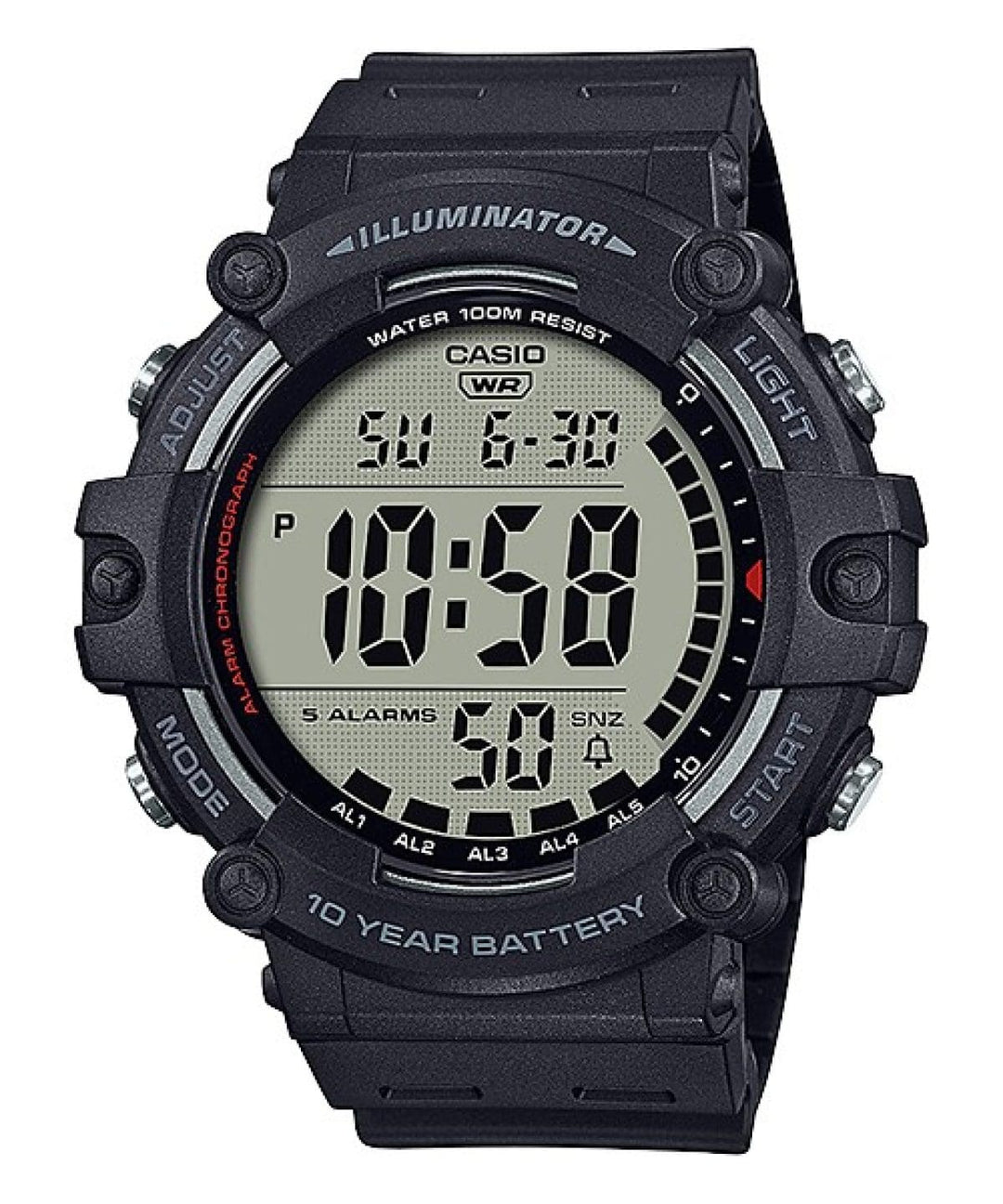 Casio Men's Illuminator 10 Year Battery Black Resin Watch AE-1500WH-1AV - 3alababak