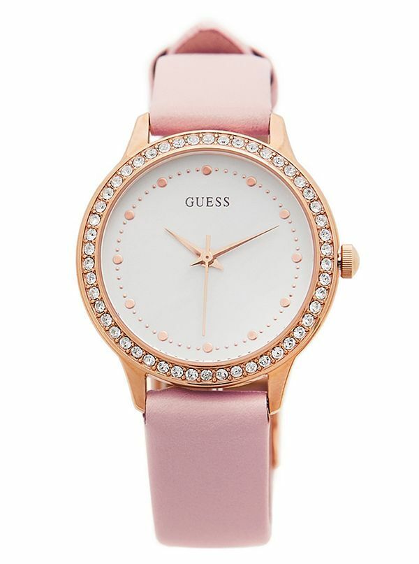 Guess Women Analogue Quartz Watch with Pink Leather Strap U1150L3 - 3alababak