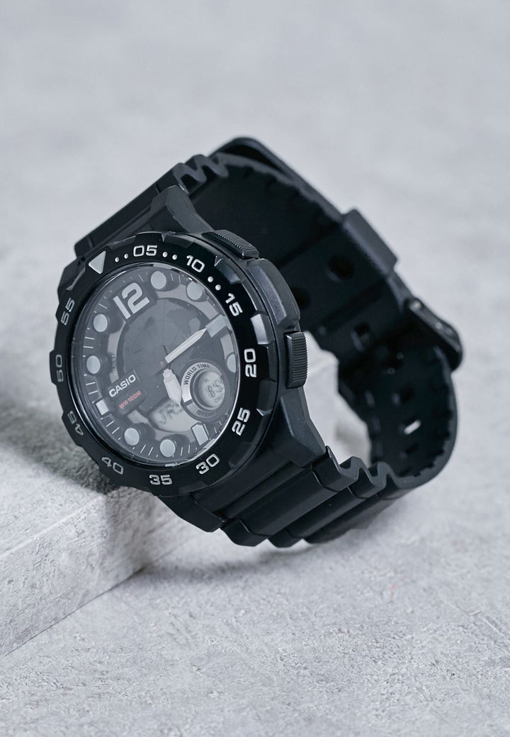 Casio Men's Quartz Stainless Steel and Resin Casual Watch (Model: AEQ-100W-1BVCF) - 3alababak