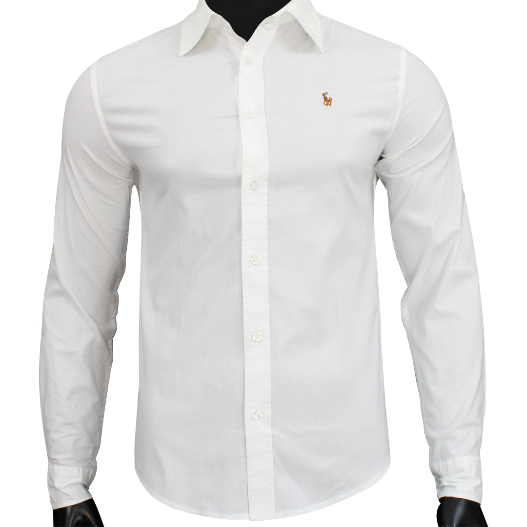 Polo ralph lauren white slim fit shirt sales