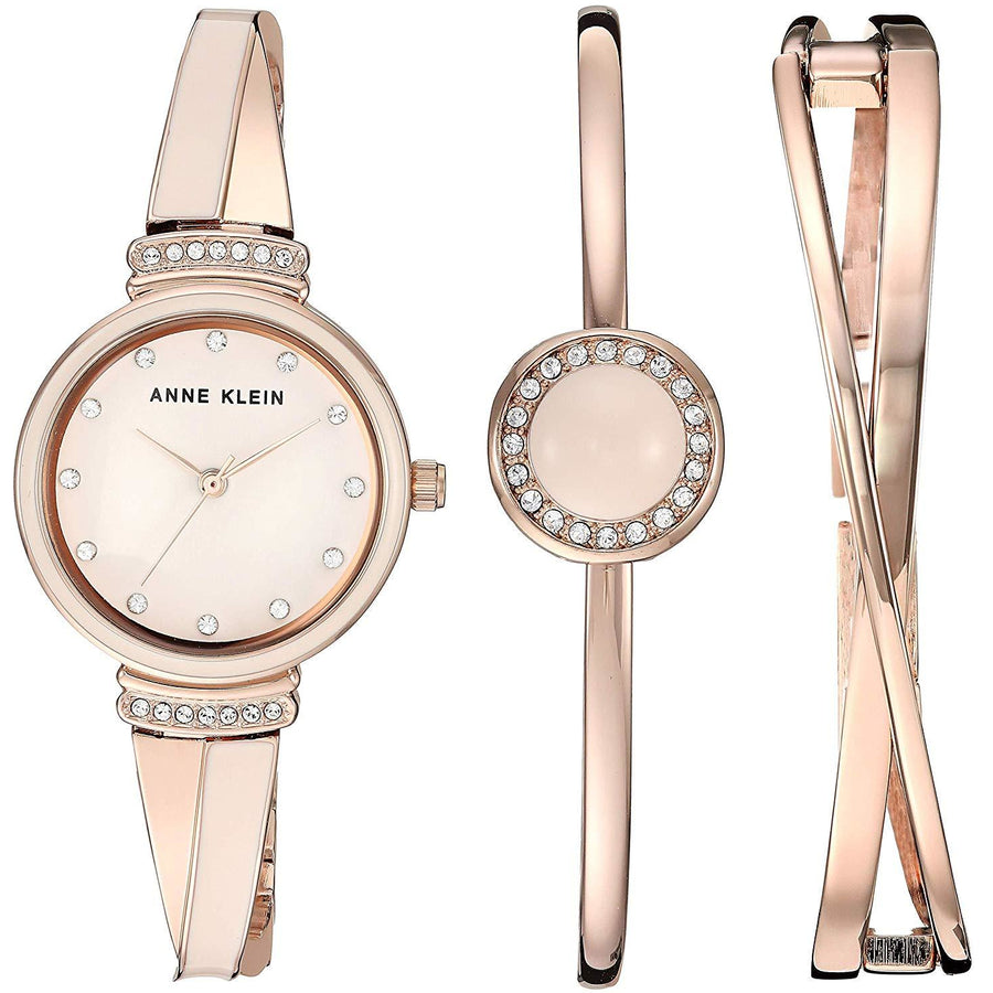 Anne Klein Women's AK/3292LPST Swarovski Crystal Accented Watch and Bangle Set - 3alababak