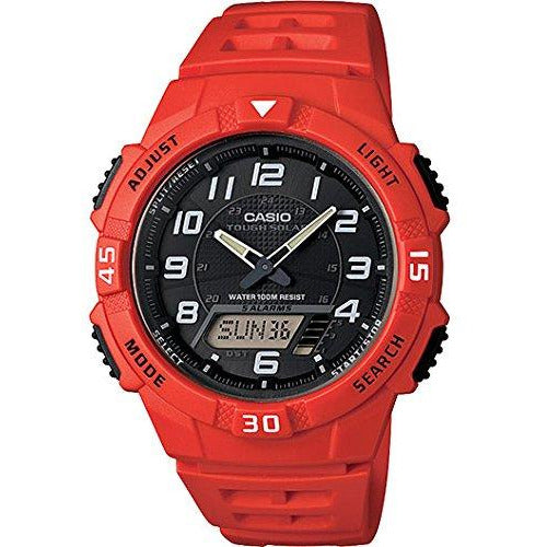 Casio Men's AQ-S800W-4BVCF Solar-Power Red Resin Watch - 3alababak