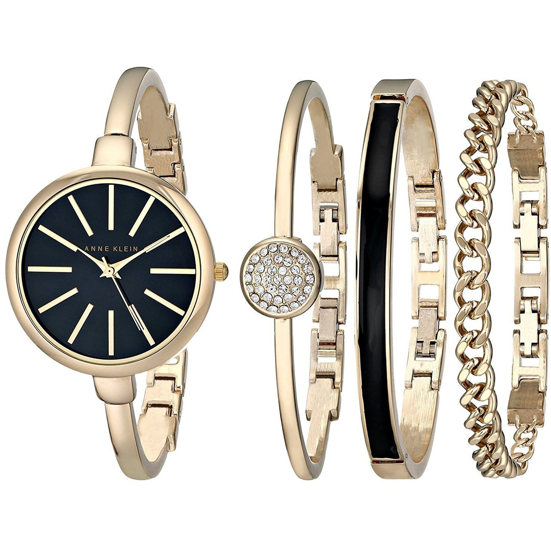 Anne Klein AK/1470GBST Bangle Watch and Bracelet Set - 3alababak