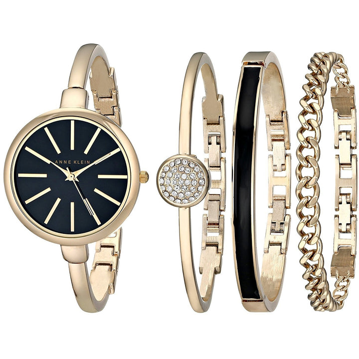 Anne Klein AK/1470GBST Bangle Watch and Bracelet Set - 3alababak