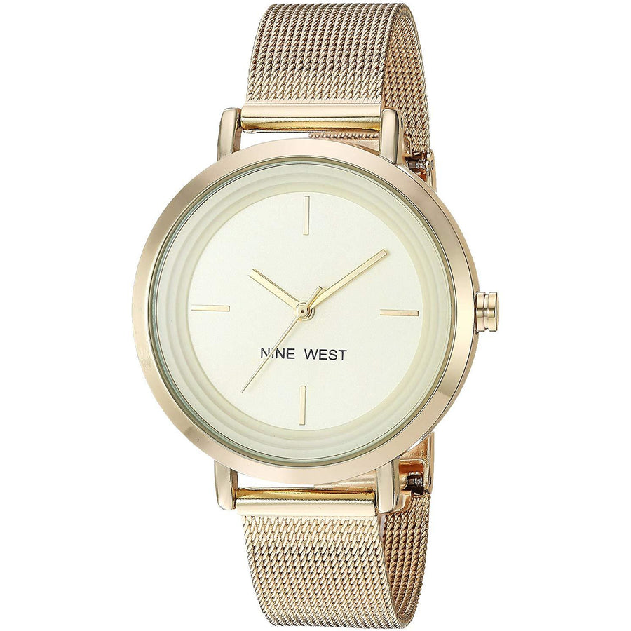 Nine West Women's NW/2146CHGP Gold Tone Mesh Bracelet Watch - 3alababak