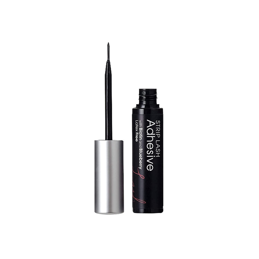 KISS Lash Couture Black Strip Lash Adhesive with Biotin & Blueberry Extract, Latex-Free, Dermatologist Tested, Contact Lens Friendly, Strong Hold, Gentle Formula, with Brush Tip Applicator, 0.17 Oz. - 3alababak