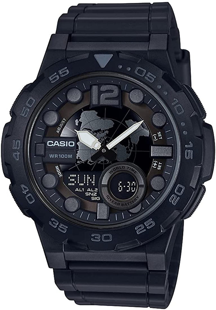 Casio Men's Quartz Stainless Steel and Resin Casual Watch (Model: AEQ-100W-1BVCF) - 3alababak