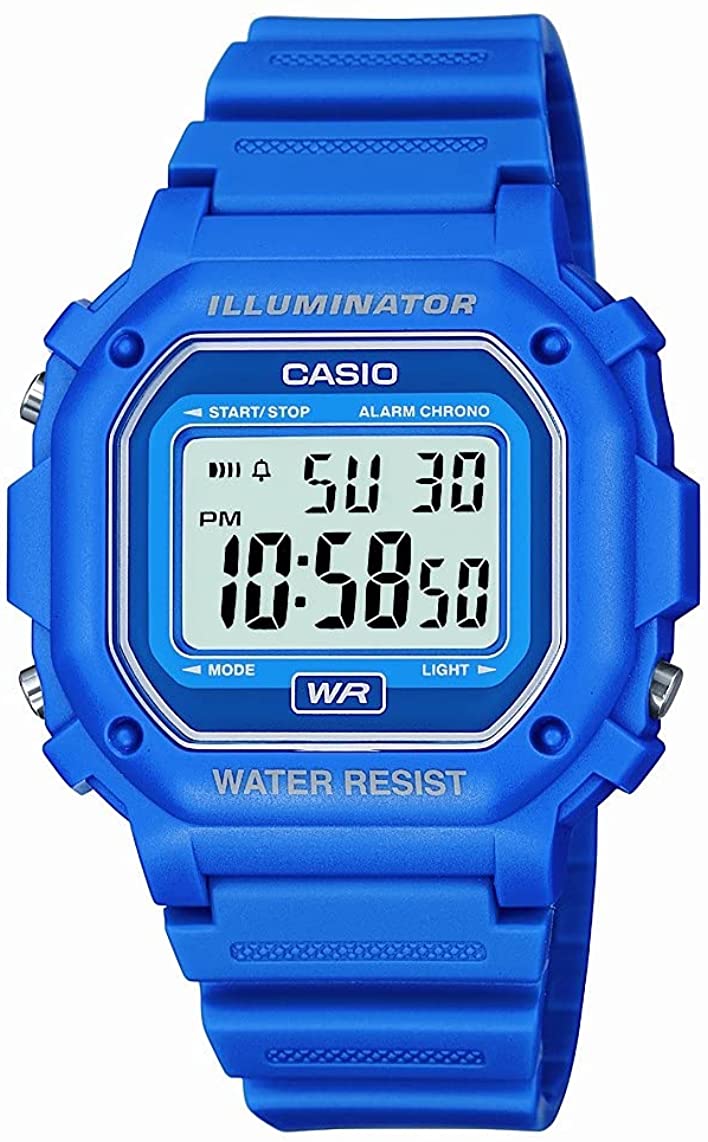 Casio Unisex F-108WH-2ACF Big Square Digital Display Quartz Blue Watch - 3alababak