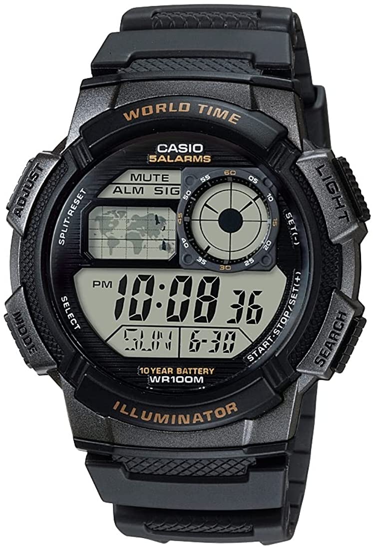 Casio Men's World Time Digital Dial Resin Sport Watch AE-1000W-1AV - 3alababak