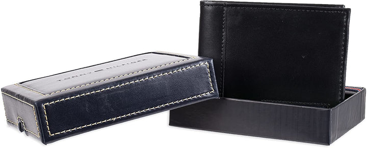 Tommy Hilfiger Men's Leather 31TL22X063 Cambridge Passcase Wallet with Removable Card Holder Black - 3alababak