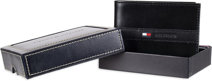 Tommy Hilfiger 31TL22X062 Men's Leather Ranger Wallet Bifold Black - 3alababak