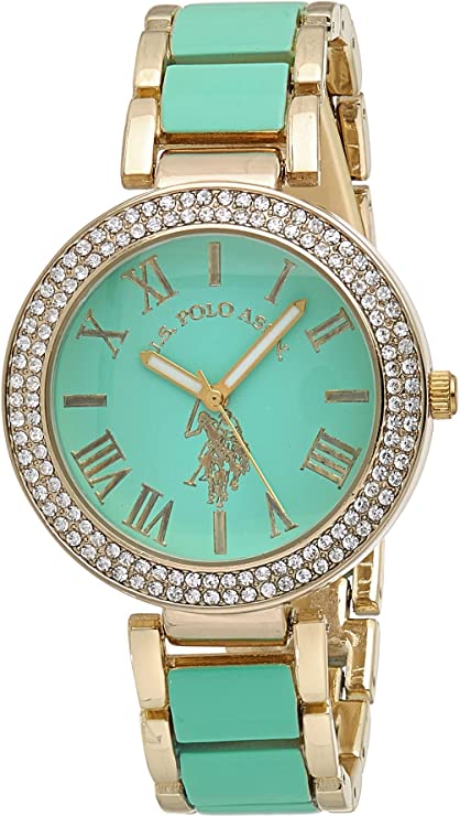 U.S. Polo Assn. Women's USC40221Gold­ Tone and Turquoise Bracelet Watch - 3alababak