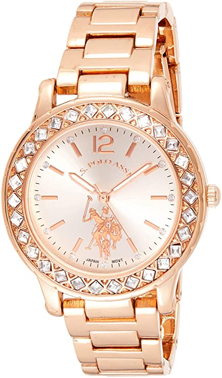 U.S. Polo Assn. Women's Quartz Watch With Alloy Strap, Gold, 16 (Model: USC40330AZ) - 3alababak