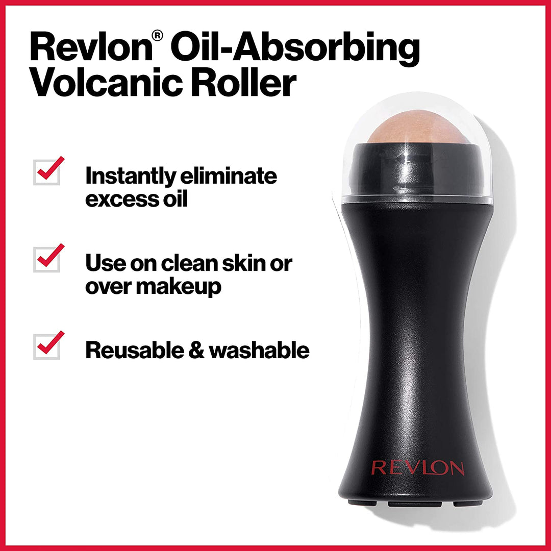 REVLON Oil-Absorbing Volcanic Face Roller, Reusable Facial Skincare Tool for At-Home or On-the-Go Mini Massage - 3alababak