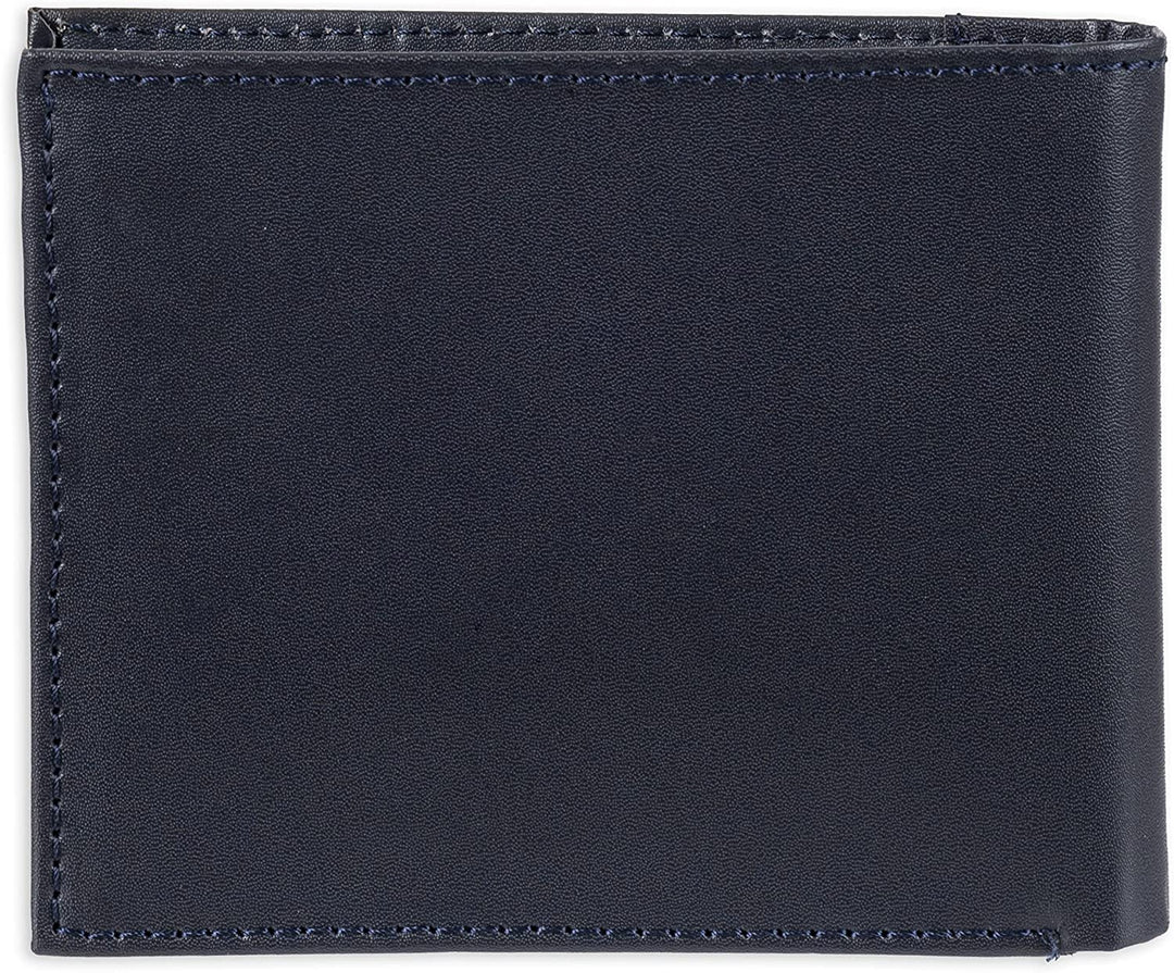 Tommy Hilfiger Men's Leather Wallet 31TL22X063 Bifold with 6 Credit Card Pockets and Removable ID Window, Navy Cambridge - 3alababak