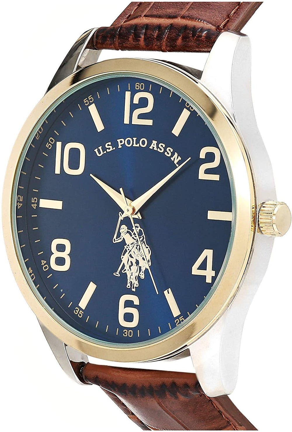 U.S. Polo Assn. Men's Quartz Watch with Alloy Strap, Brown, 16 (Model: USC50509AZ) - 3alababak